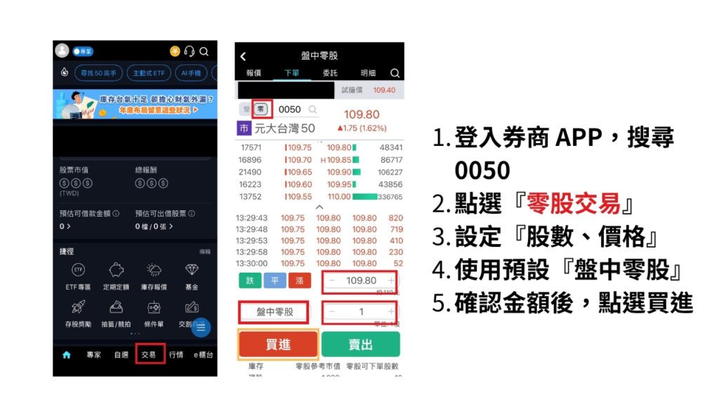 0050 零股交易教學